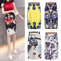 floral skirt 2021 summer new product womens fashion elastic high waist pencil skirt midi print skirt ol overalls summer