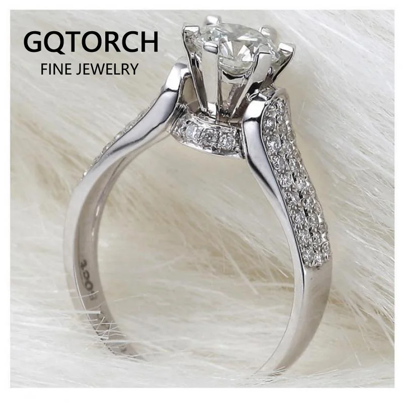 Обручальные кольца для женщин 6 Зубцов кольцо с кубическим цирконием 2 карата