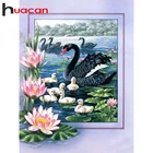 Huacan алмазная вышивка лебеди лотос алмазная живопись озеро цветы картины стразами природа подарок ручной работы