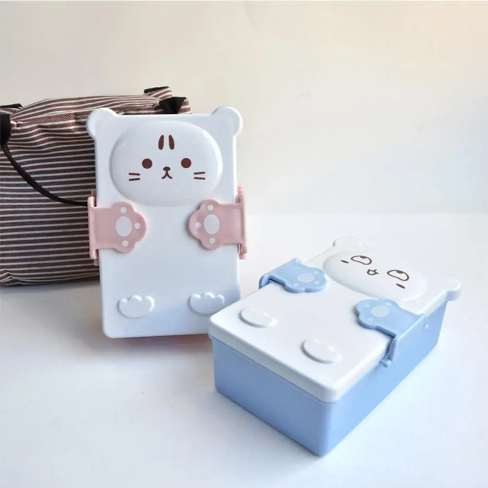 Ни один портативный милый мультфильм перегородка структура Ланч бокс контейнер