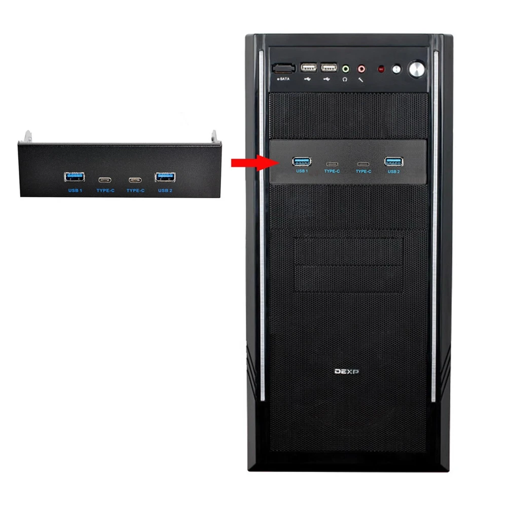 USB C концентратор дисковод гибких дисков спереди Панель 2 Порты и разъёмы 3 0 + 1 Тип