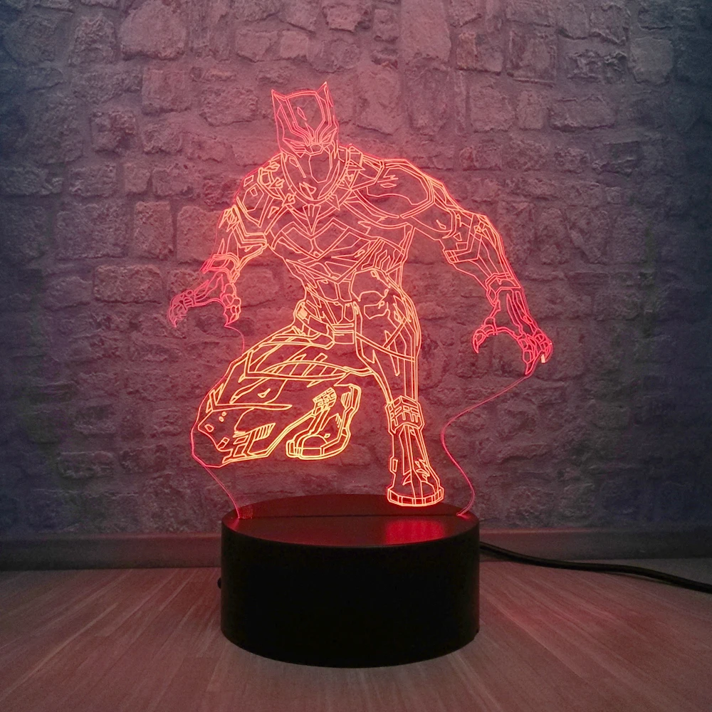 3D Светодиодная лампа Marvel фигурка Черная пантера RGB светильник ing многоцветный