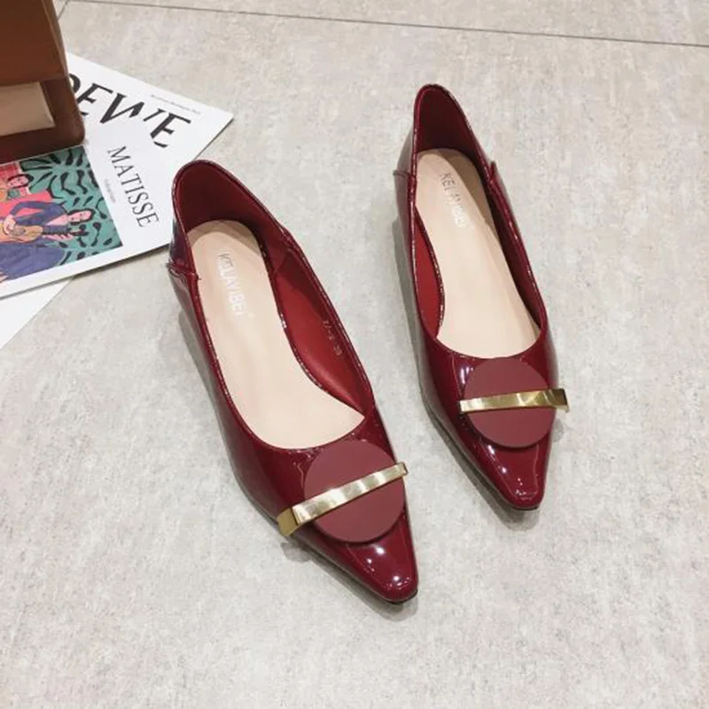 

2020 Office Ladies Shoes Women Pumps Fashion Woman Low Heels 2.5cm Black Red Women Party Shoes YX2784