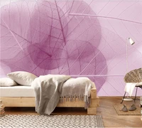 xue su custom wallpaper 3d 8d mural modern minimalist beautiful transparent pink leaves interior decoration painting wall cloth