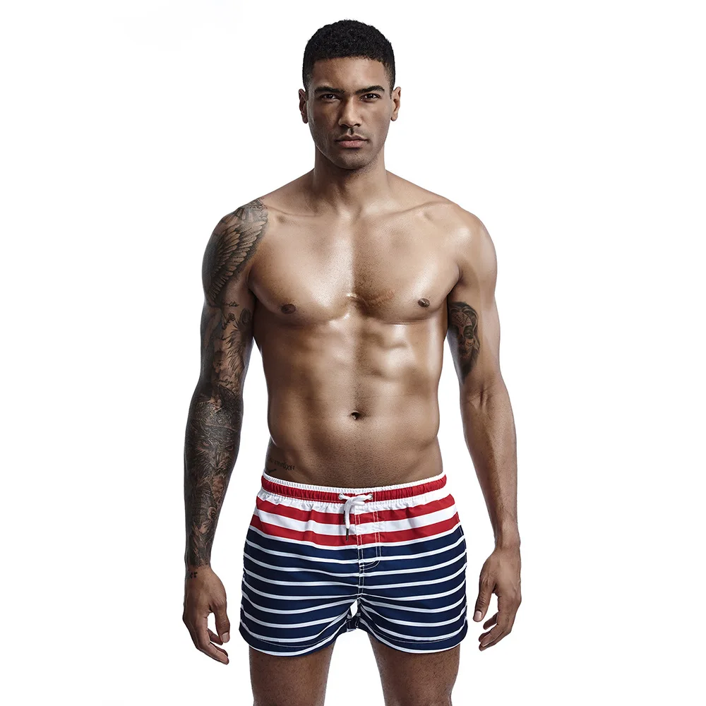 

Men's Swimwear Shorts Quick-drying Swimming Suits Brazilian Beach Stripe Shorts Board Surf Breathable Print Bathing Suit