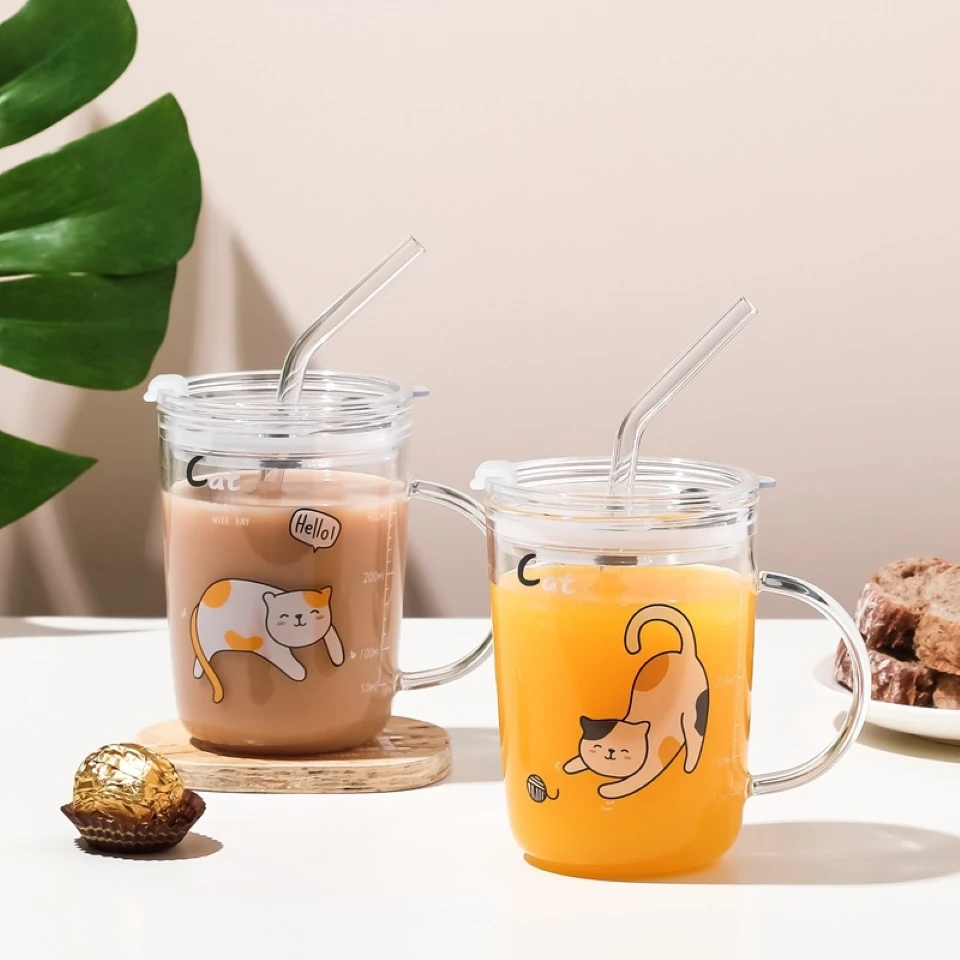 500 мл кавайная мультяшная прозрачная молочная чашка стеклянная детская бутылка