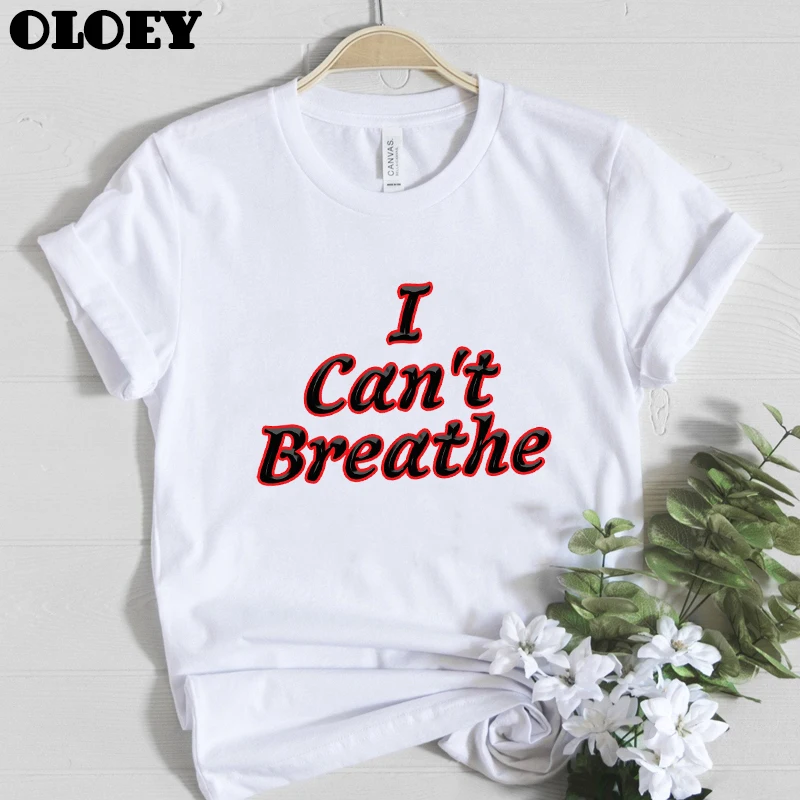 

Ullzang I Can't Breathe Letter t shirt Women Clothes Aesthetic George Floyd Tops Vogue Black Lives Matter Female Streetwear 2020