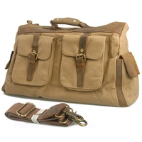 vintage retro military canvas leather men travel bags luggage bags men duffle bags leather overnight bag tote carry on luggage