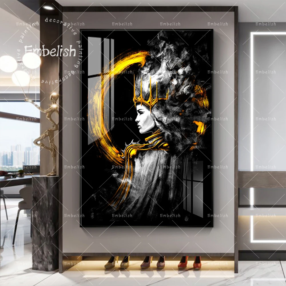 

Embelish A mystical Queen With Golden Crown Cool Wall Posters For Living Room Artworks Home Decor Pictures HD Canvas Paintings