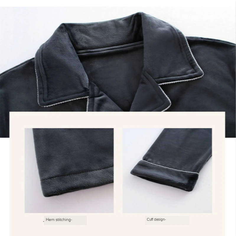 2020 Autumn/winter Pajamas Men's Flannel Korean Version of The Double-layer Thickened Island Fleece Cardigan Home Service Suit