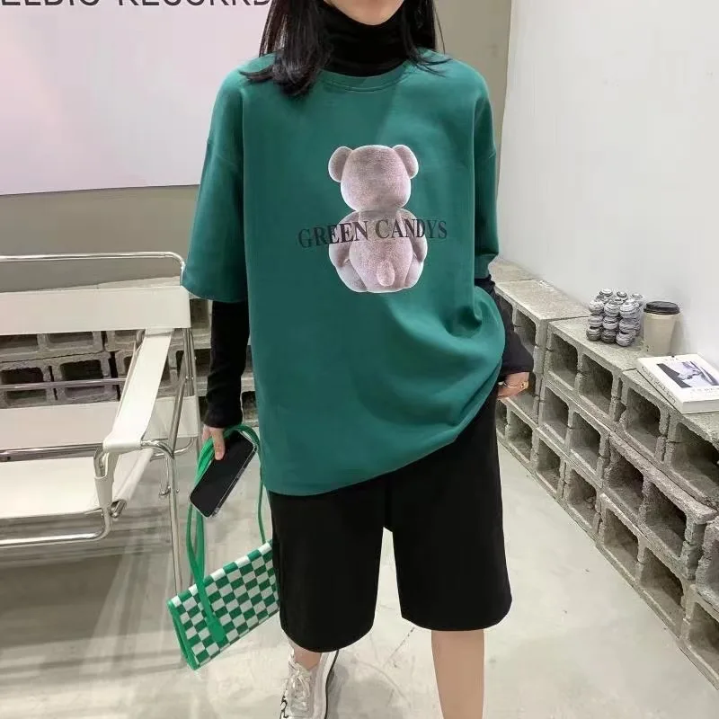 

Женская зимняя Толстая хлопковая футболка с коротким рукавом и круглым вырезом