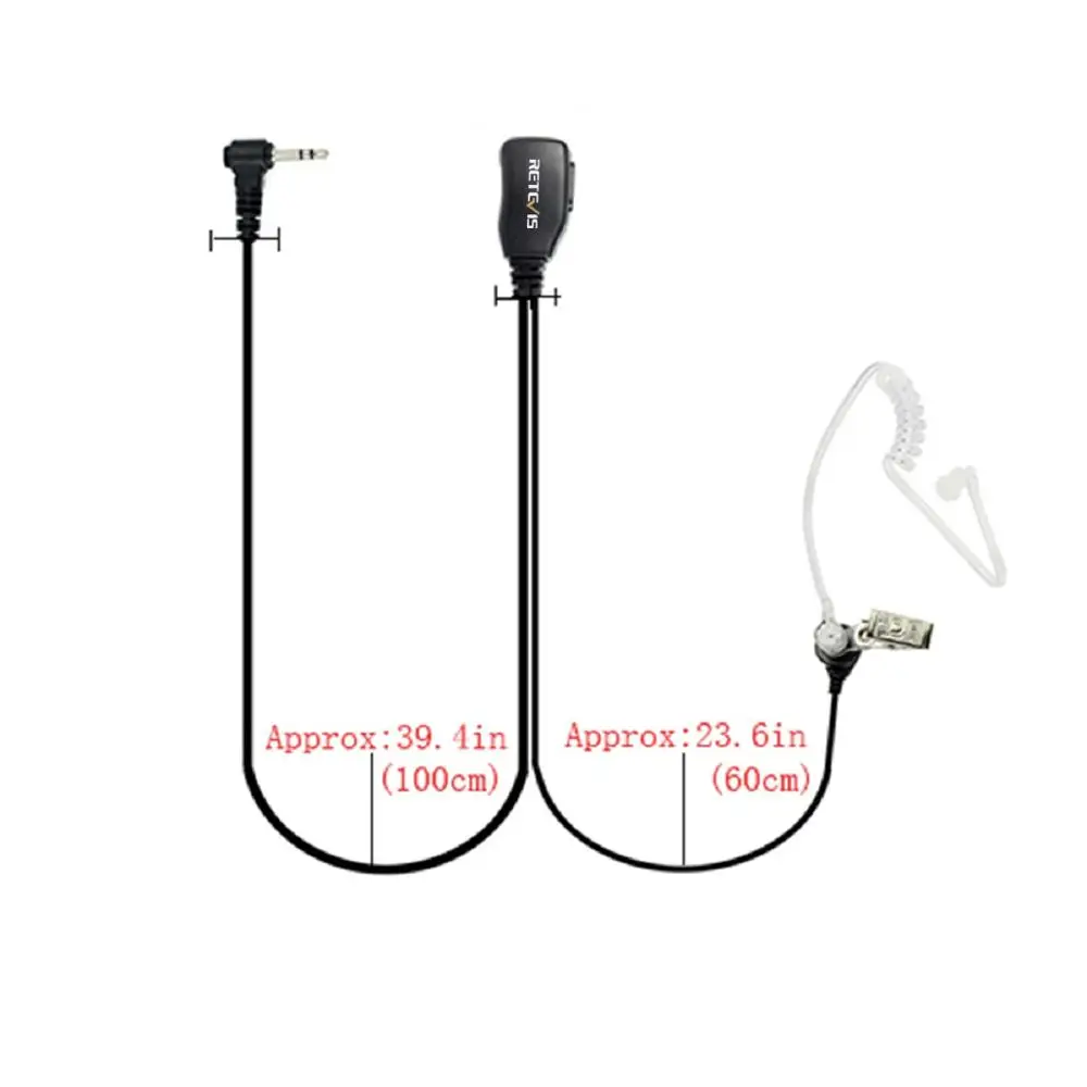 Retevis T 001 1 Pin PTT MIC шумоподавление Скрытая воздушная Акустическая трубка Inera наушник
