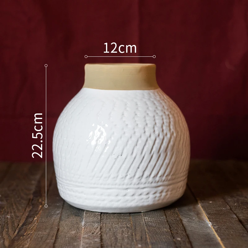 Белый художественный керамический цветочный горшок ручной работы ваза цилиндр