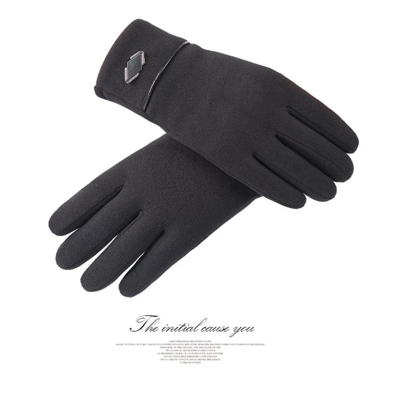 Winter Man Keep Warm Touch Screen Plus Velvet Inside Thin Section Outdoor Cycling Windproof Elasticity Non Slip Fashion Gloves