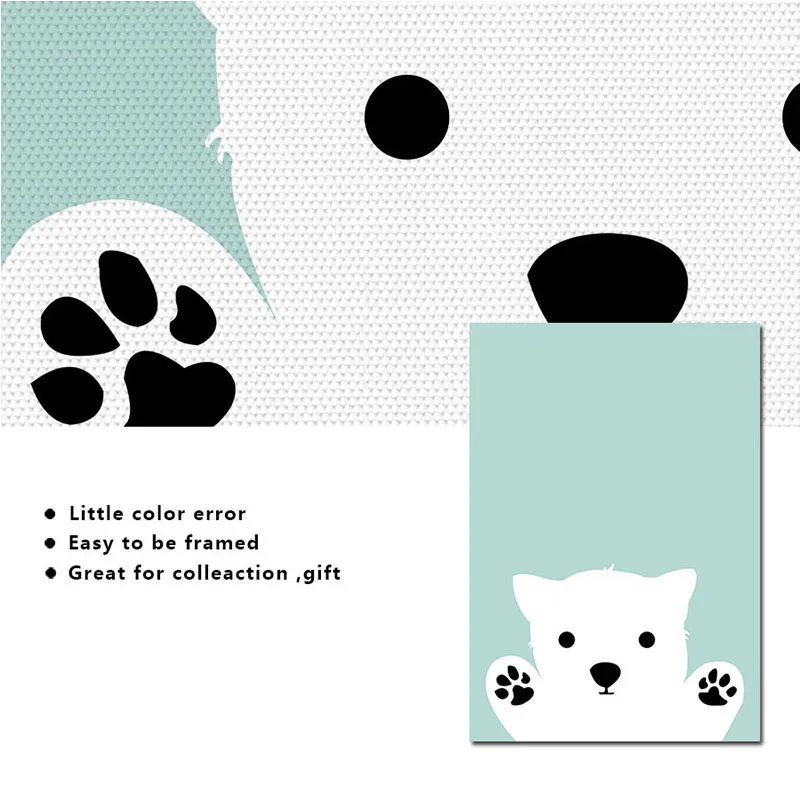 Мультяшный кролик медведь детская настенная живопись на холсте минималистичный