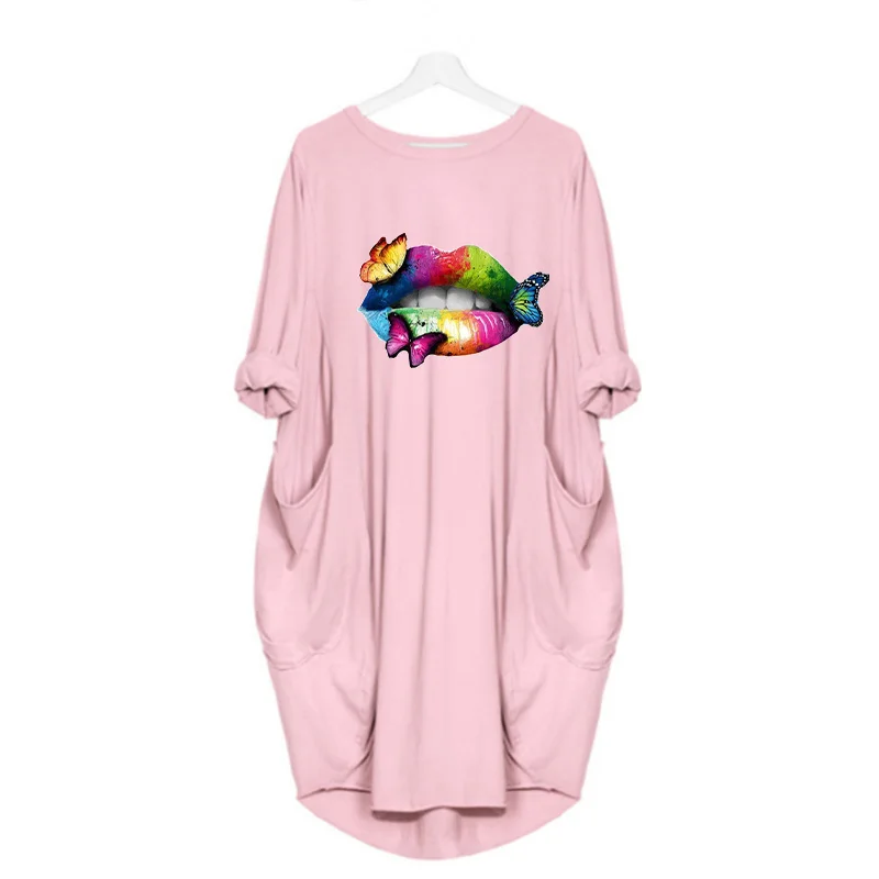 

New Popular Top Women Dress Vogue Print Dress Casual Loose Long Sleeve Womenswear Autumn Cartoon Print Dress For Women