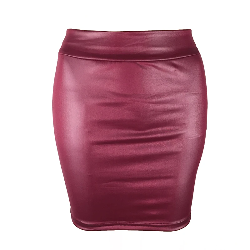 Женская юбка из искусственной кожи черная облегающая с высокой талией | одежда