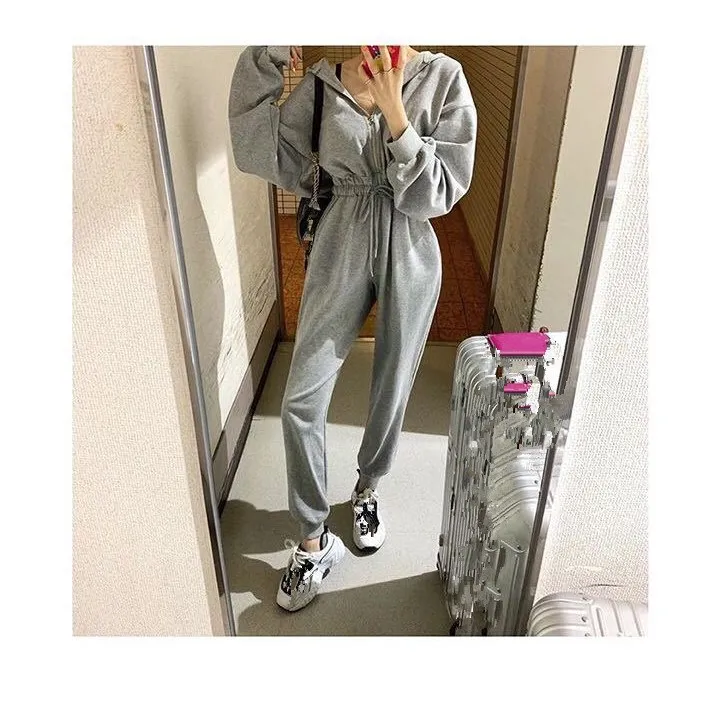 2019 винтажные с капюшоном длинным рукавом сексуальные комбинезоны для женщин на