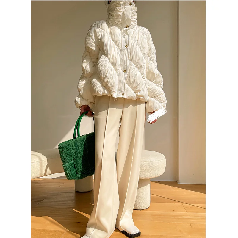 LUXUV New Women Short White Duck Down Design Chic Coats Female Loose Ultra Light Windproof Parkas Casual Puffer Jacket Outwear