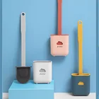 Щетка для унитаза, силиконовая щетка для унитаза с держателем, плоская головка, гибкая щетка из мягкой щетины, аксессуары для ванной комнаты, очистка зазора