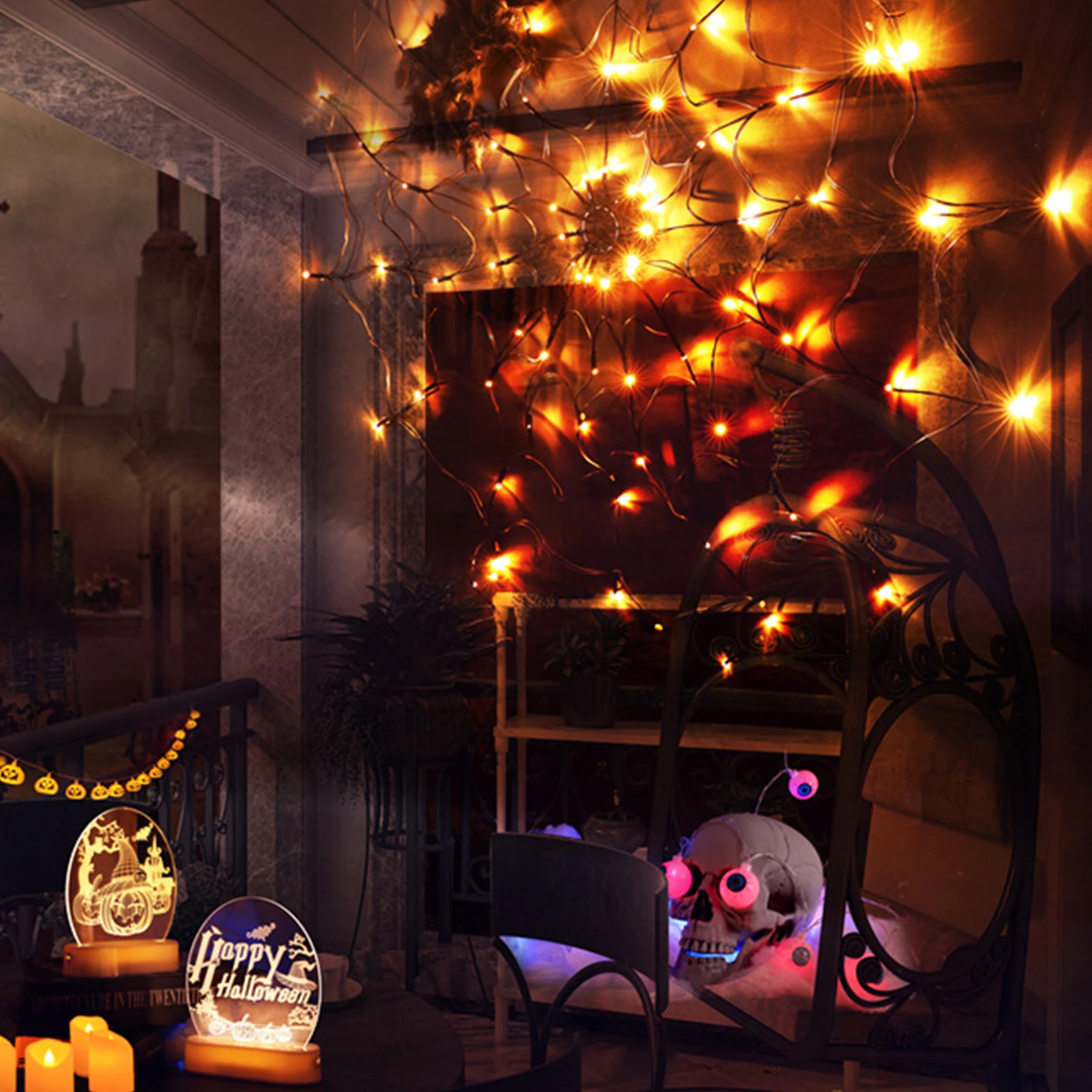 2021 Новое поступление Хэллоуин паук паутисветильник с дистанционным управлением