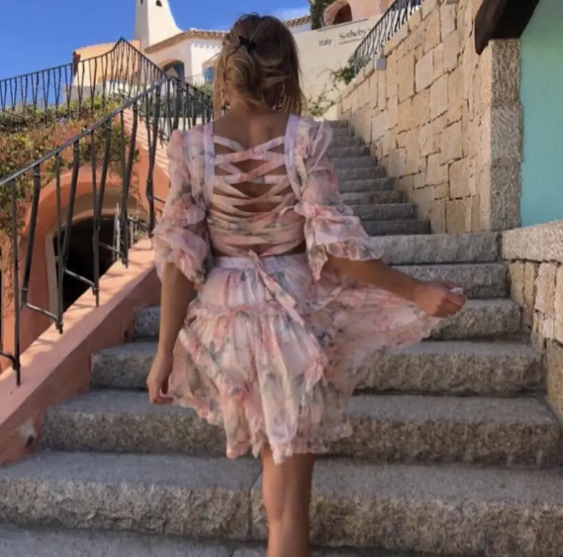 

Chic Women Sexy Hollow Out Floral Mini Pleated Summer Dress Designer Bodycon High Street Evening Party Dress Vestido