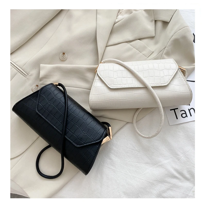 

Женская сумочка на плечо, Маленький модный универсальный багет из искусственной кожи, Повседневная Мягкая квадратная сумка под подмышек с ...