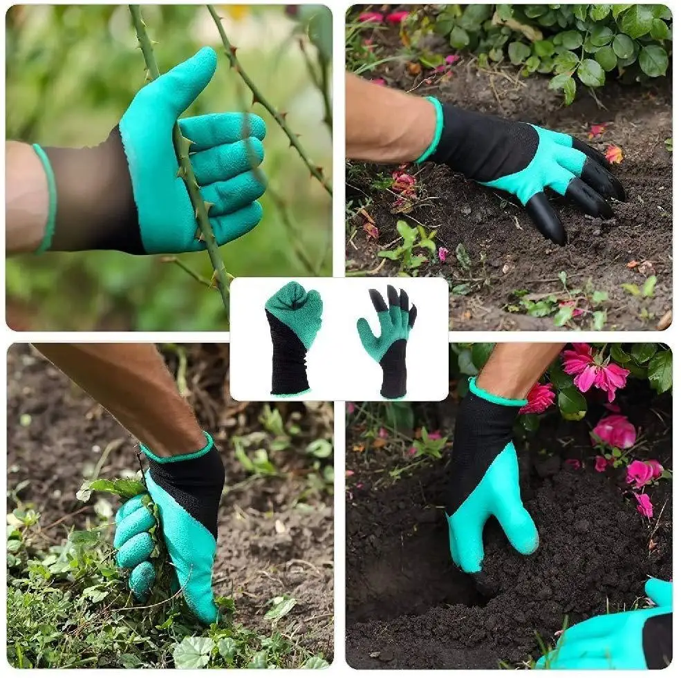 

Earth Digging Gardening Gloves Dipping with Agricultural planing pit Claws Garden Labor Protection Gloves latex anti-stab