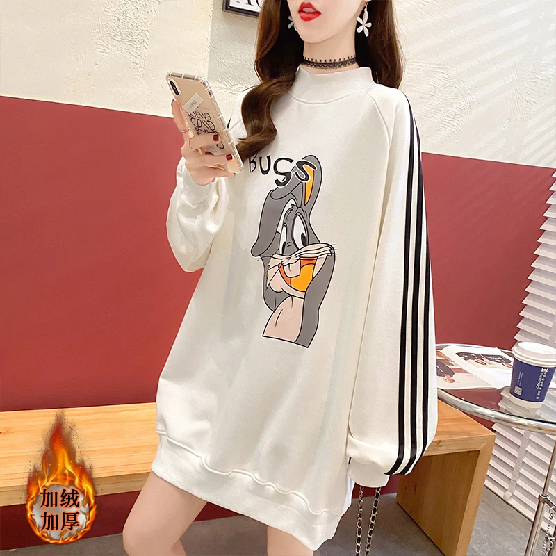 

Women's loose Korean thickened jacket for autumn and winter 2020 new autumn midi fleece dress for women