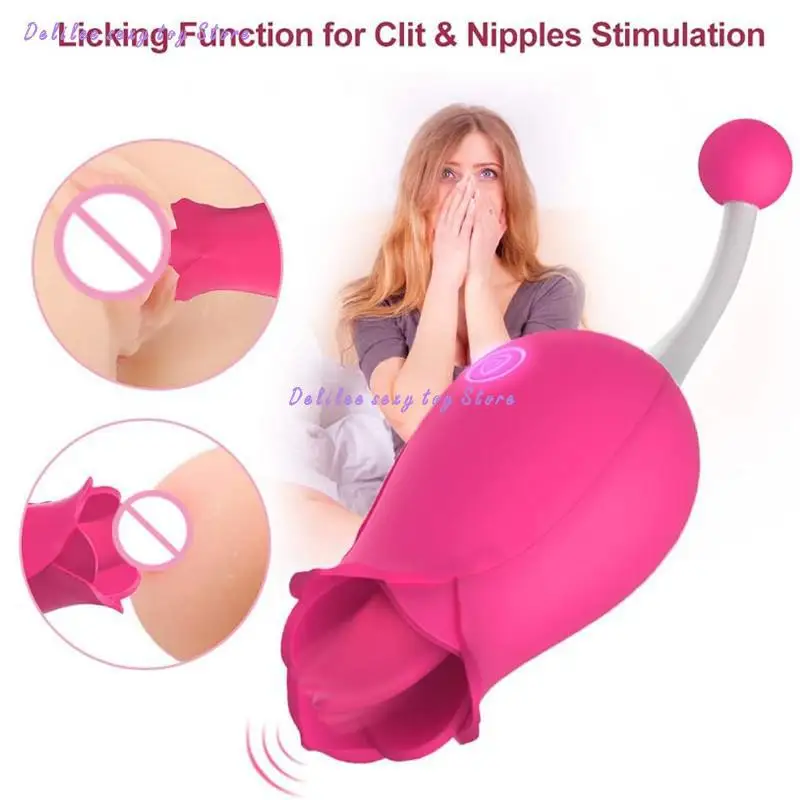 

Rose Tongue Lick Sucking Vibrator Intimate Goods Nipple Sucker Oral Licking G-Spot Clitoris Stimulation Adult sex Toys for Women