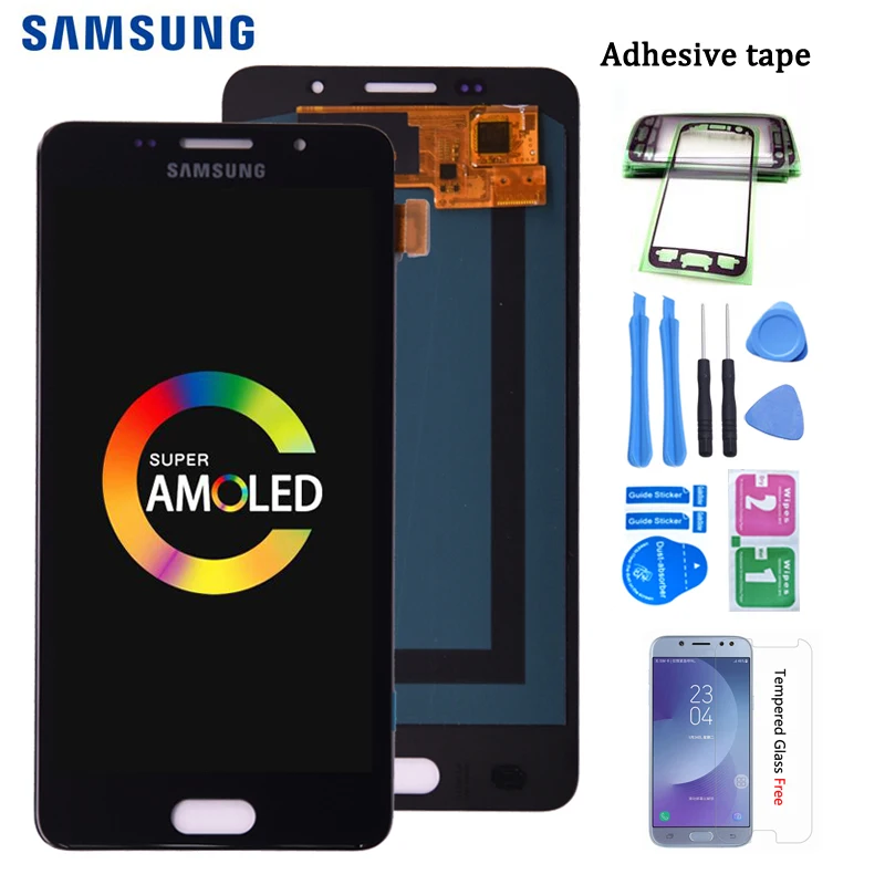 Super AMOLED ЖК дисплей для SAMSUNG GALAXY A5 2016 Duos A510 A510F A5100 сенсорный экран с цифровым