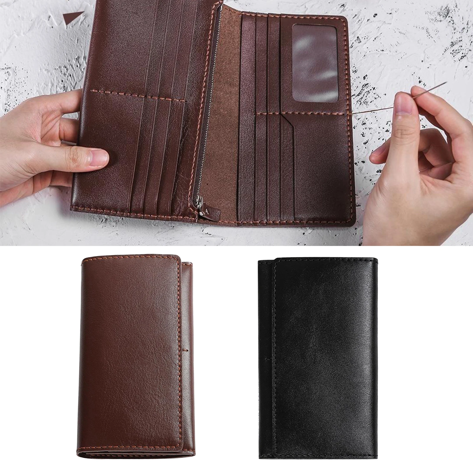 DIY Leather 15 Pockets Bifold Wallet Purse Kit Zipper Long Card Bag Cash Organizer Handbag - Make Your Own | Дом и сад