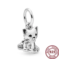 100 925 sterling silver charm fashion sweetheart cat pendant fit pandora women bracelet necklace diy jewelry