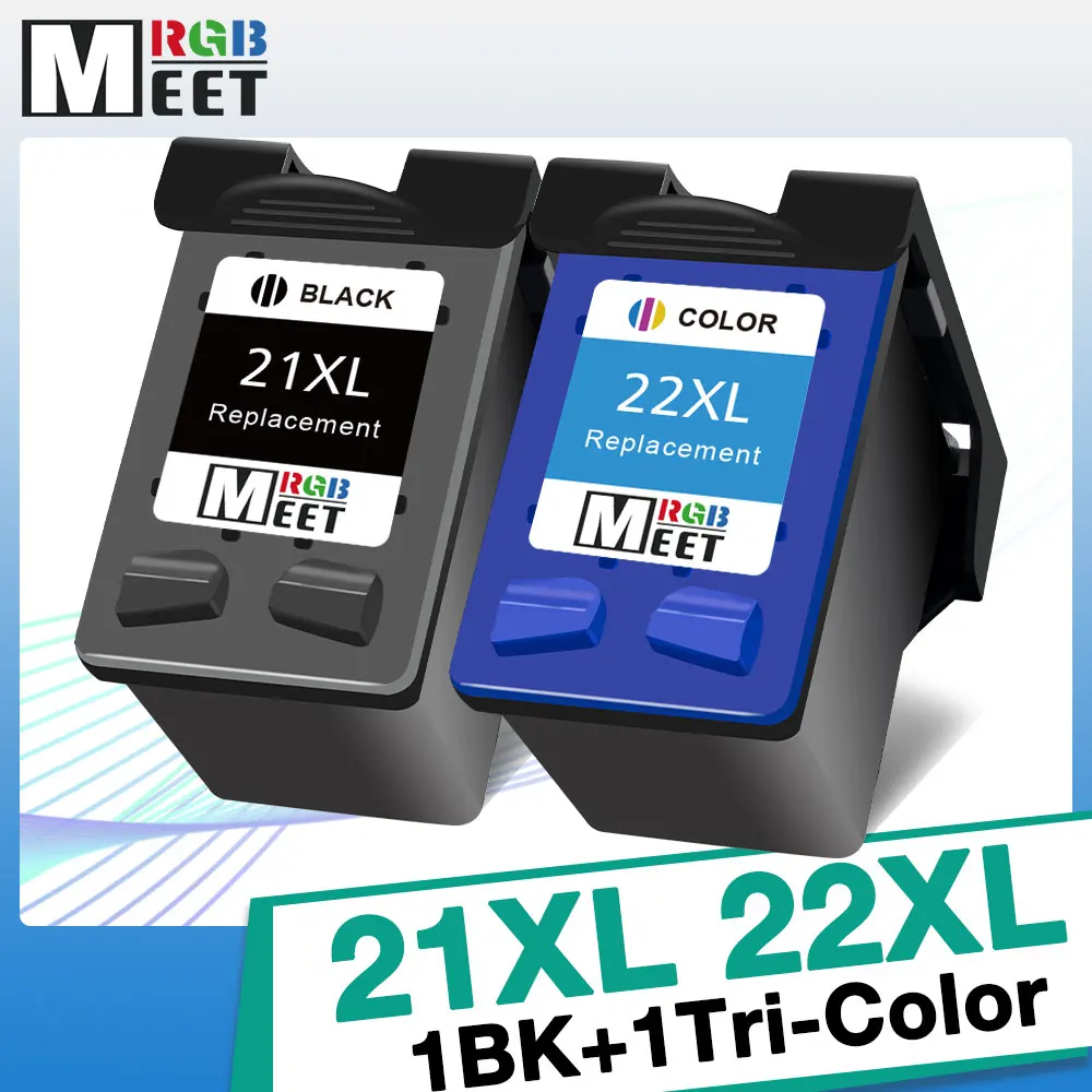 

2PACK MeetRGB Remanufactured replacement For HP 21 22 HP 21 XL 22 XL Ink Cartridge For OfficeJet 3930 3930v 3940 3940v Printer