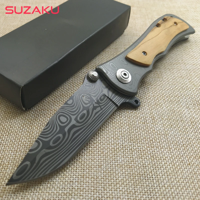

8.2'' Combat Tactical Folding Hunting Knife Damascus Survival Combat Pocket EDC Multi Knives Camping Outdoor Rescue Knife Tool
