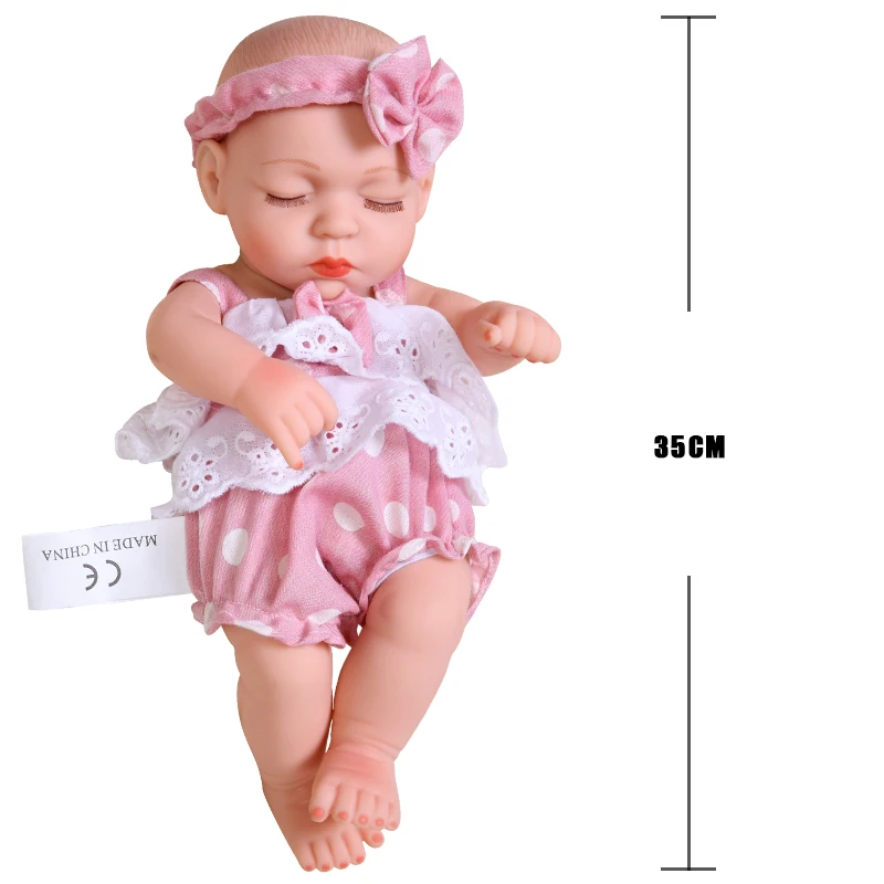 

35CM Sleeping Reborn Baby Doll Full Silicone Body Baby Dolls No Function Soft Lifelike Real Reborn Bebe Toys Gifts For Children