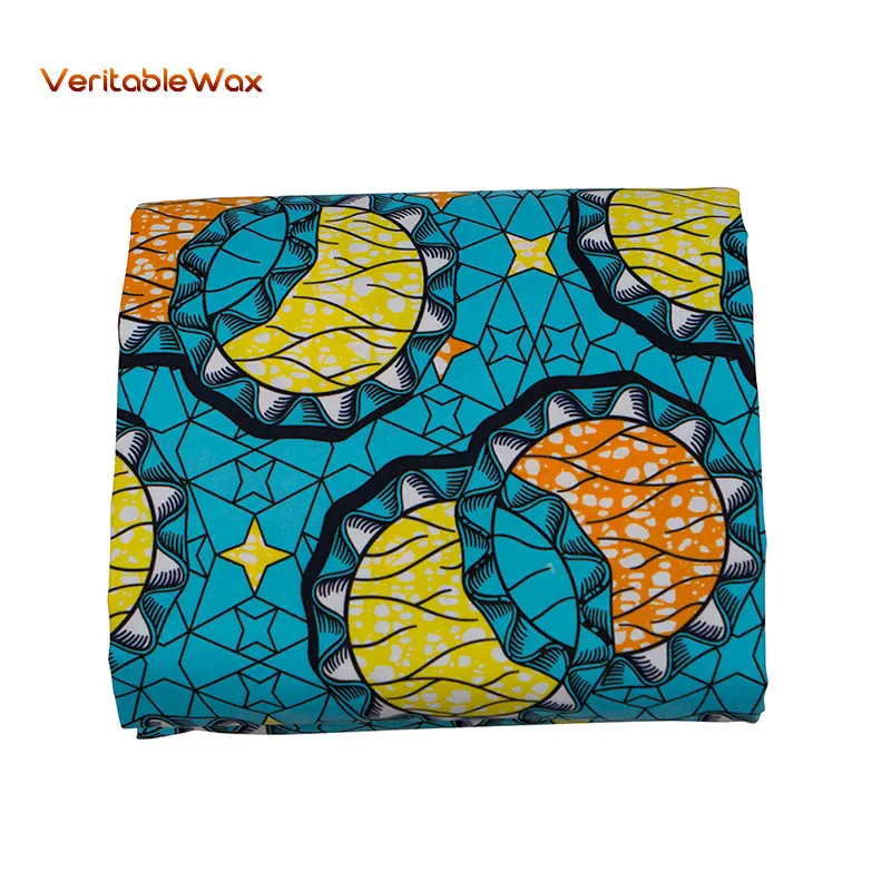 

New Fashion High Quality Blue African Fabric 100% Polyester Fabric African Wax Material 3/6 Yards Print Windproof None FP6056