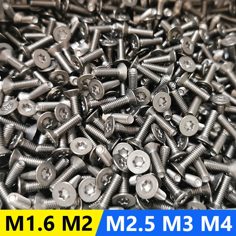 Tornillos de titanio 20 piezas ISO14581, M1.6, M2, M2.5, M3, M4x3/4/5/6/7/8/9/10/12/15, Perno de cabeza plana T5, T6, T8, T10, T20, controlador Ti GR2