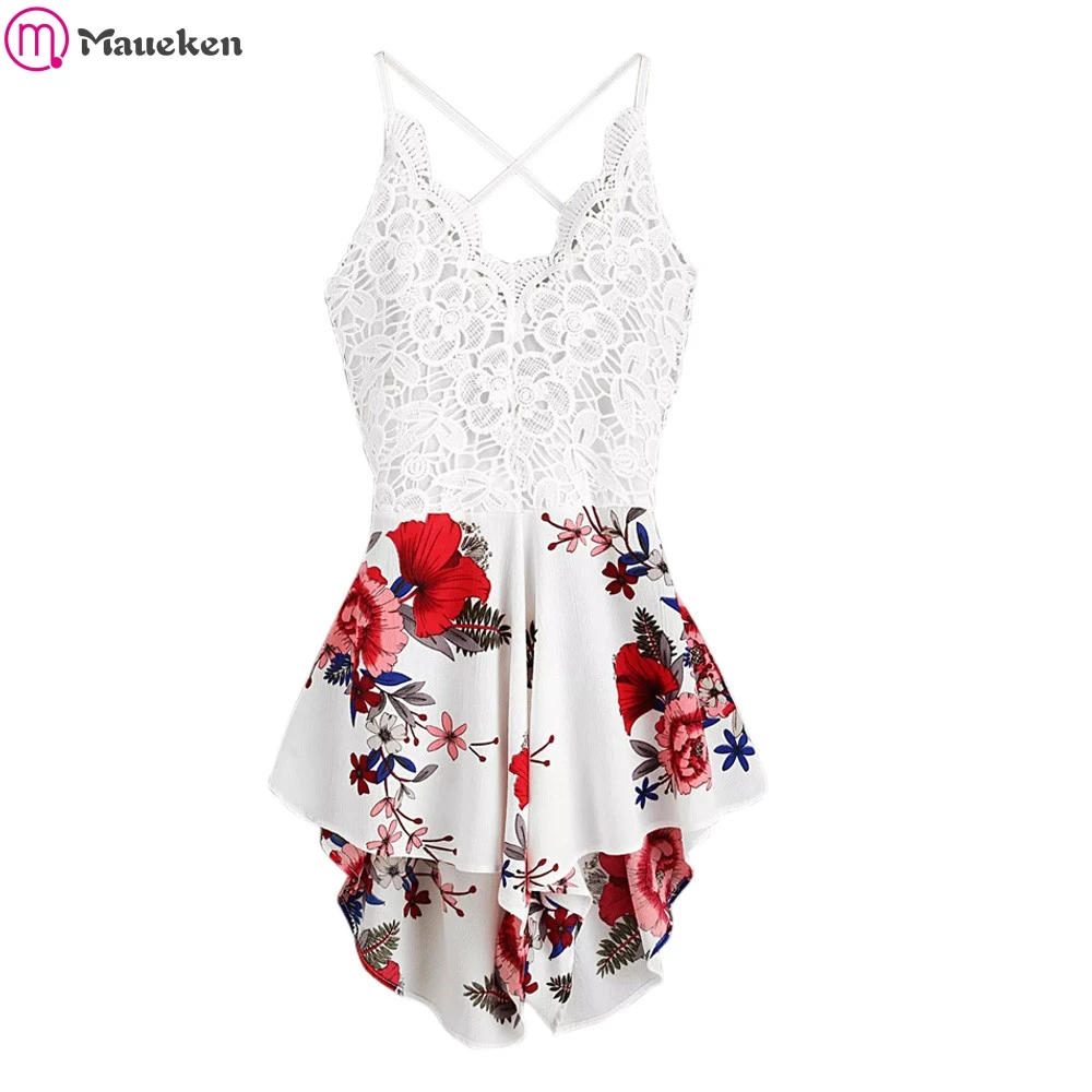 Летние шорты комбинезон для женщин вязаные крючком кружевные панели