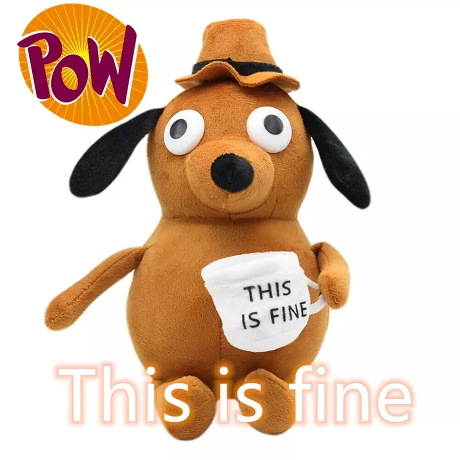 

25CM This is Fine Dog Meme Coffee Plush Toy Soft Funny Stuffed Doll Birthday Gift For Kids