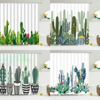 cactus shower curtains waterproof polyester fabric shower curtains tropical plants bathroom screen curtain home decor 180x180cm
