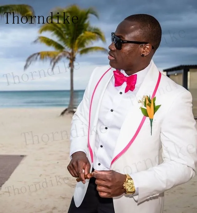 Мужской костюм для свадьбы Thorndike Белый однобортный пиджак с лацканами и брюки