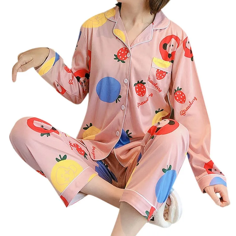 

Женские повседневные наборы пижам, женский осенне-зимний новый кардиган с отворотом, повседневный комплект домашней одежды из 2 предметов