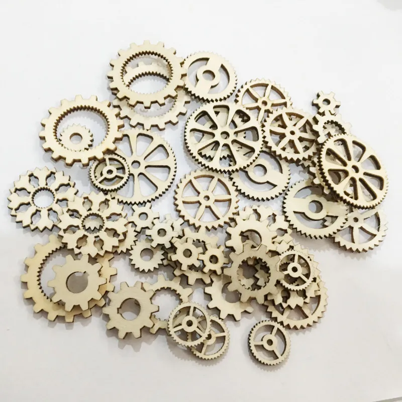 

Cartoon Wooden Gear DIY Hand-painted Kindergarten Puzzle Pieces 50 In A Bag