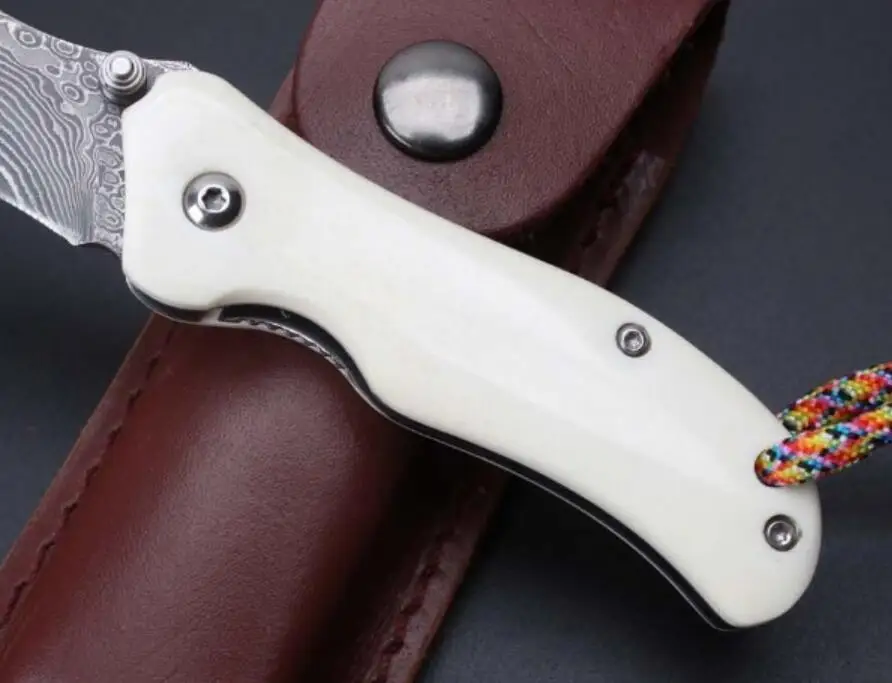 Складной нож ZT диаметром 5 8 дюйма рукоятка из кости дамасское лезвие карманный