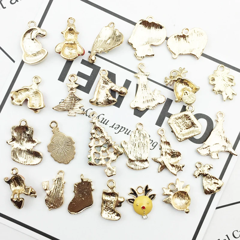 2019 Enamel inlaid rhinestone Christmas series alloy pendants hair accessories material bracelet earrings diy jewelry accessorie | Украшения