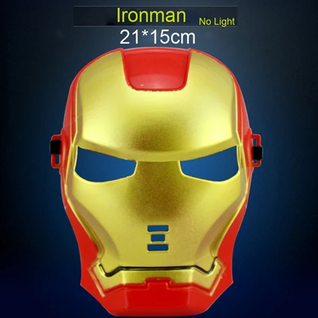 1 шт. Детские маски Мстители Человек-паук Бэтмен Супермен, Халк маска Железного человека полное лицо маски Тема фильма для Хэллоуина - Цвет: Ironman no light