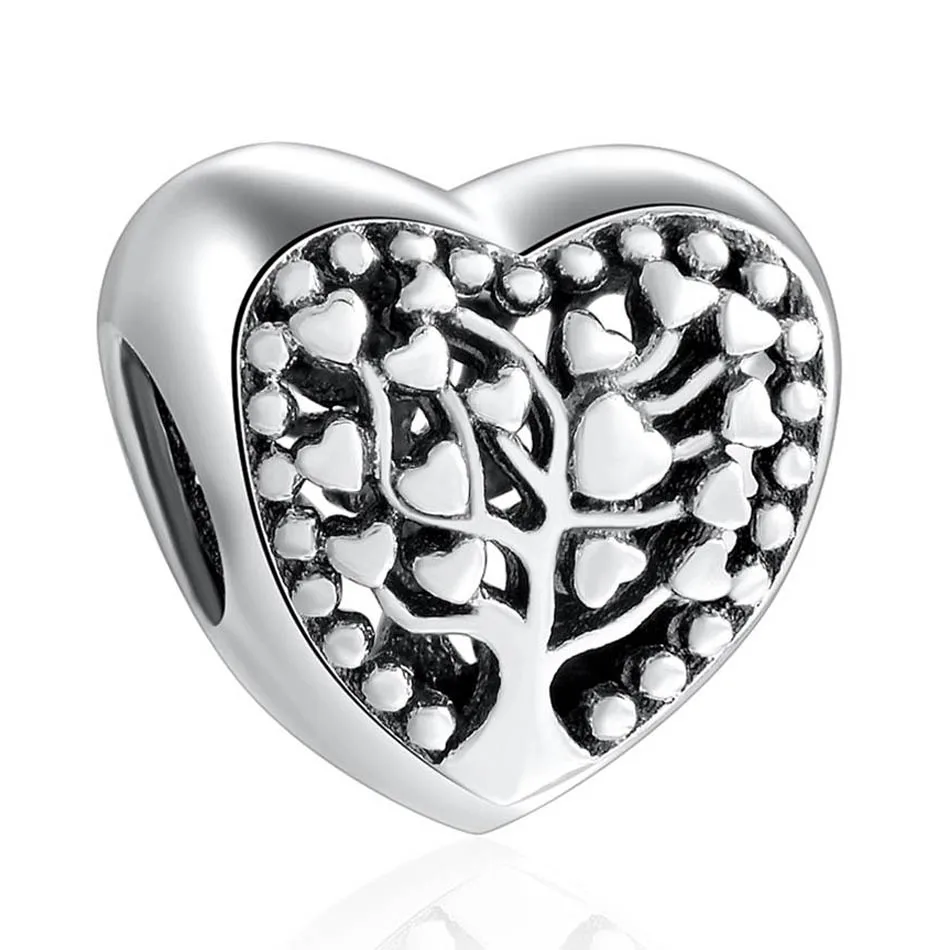 

Authentic S925 Silver Bead DIY Jewelry Flourishing Hearts Charm fit Lady Bracelet Bangle Girl Gift