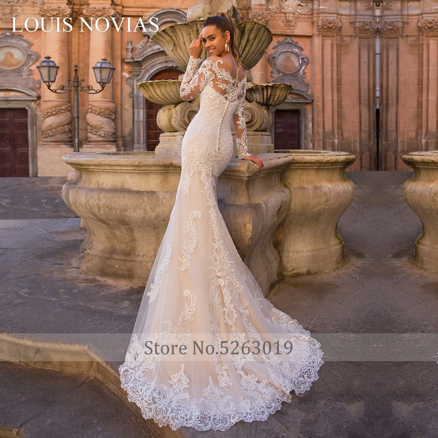 Свадебное платье Louis Novias со съемной юбкой-годе с длинным рукавом 2020 сексуальное