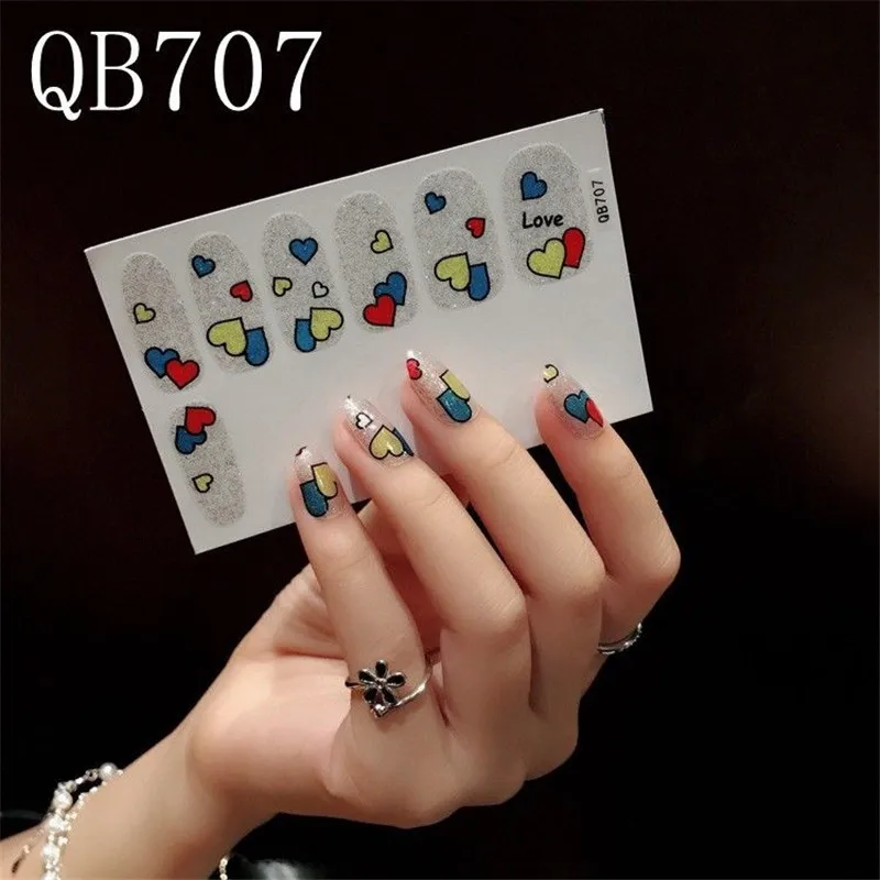 QB707 Lamemoria 22 советы, стикеры 3D на ногти Nail Art, красное сердце, дизайн, французский экологический клей, наклейки, наклейки для женщин, маникюр - Цвет: QB707